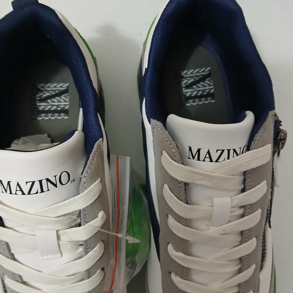 Men's White, Gray, and Green Sneakers - Picture 7 of 12